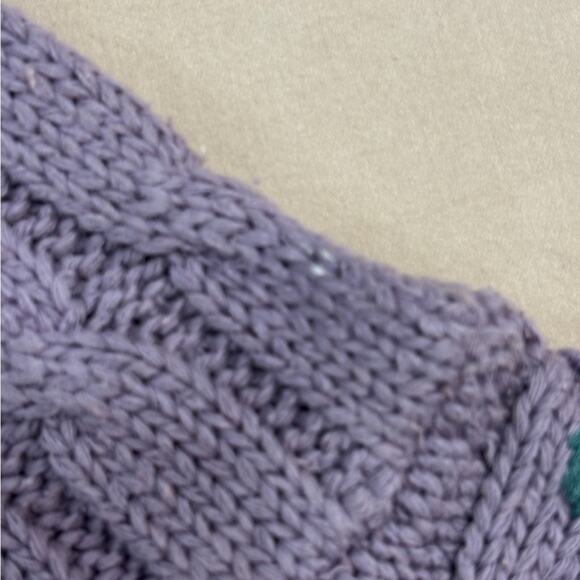 Herman Geist Vintage Women’s Embroidered Purple Cable Knit Sweater Size Medium - Picture 7 of 8